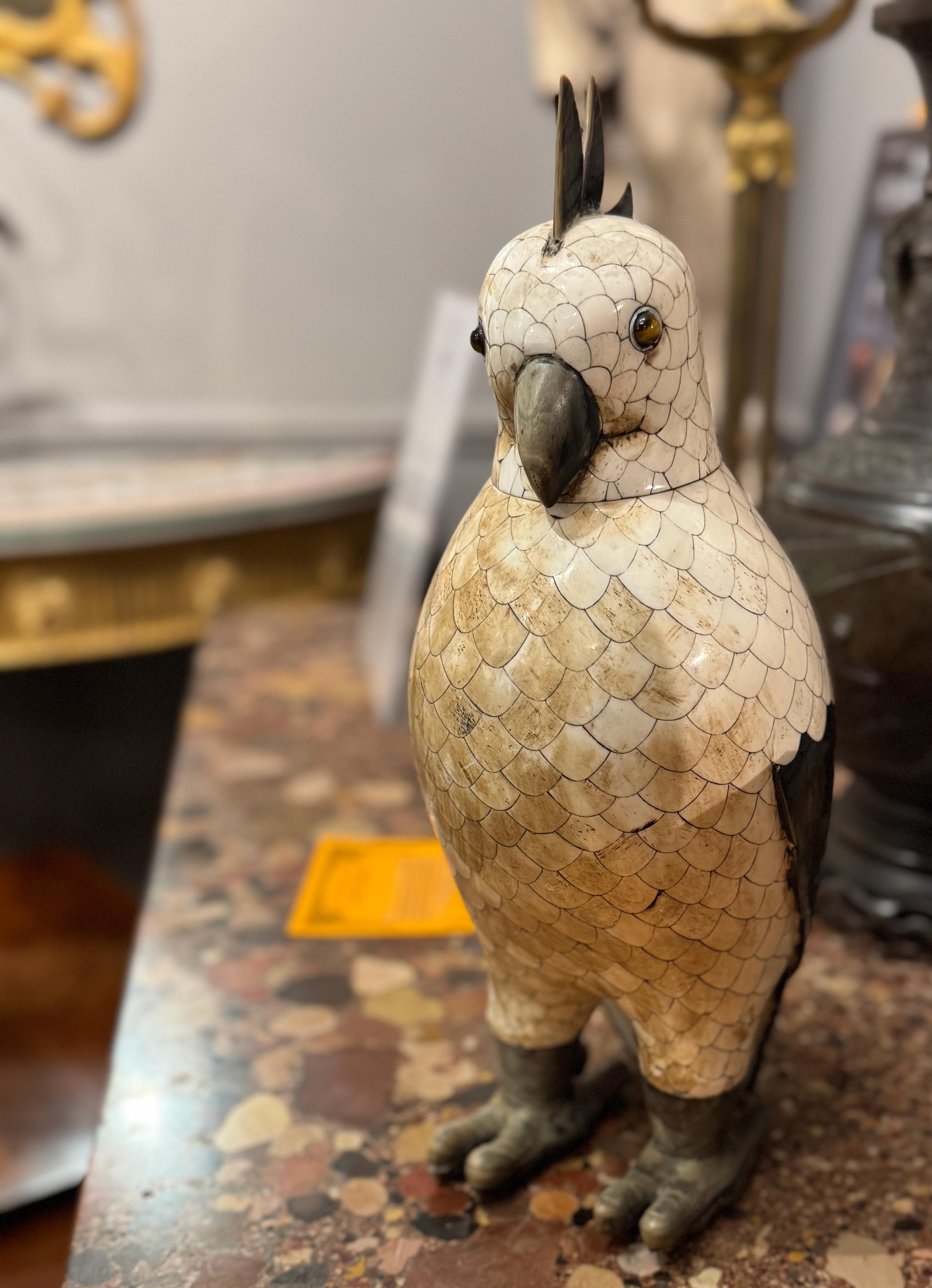 A cockatoo statue on Francis Street, Dublin